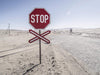 Stop signboard in a desert-like area, Namibia #1 Africa Artwork