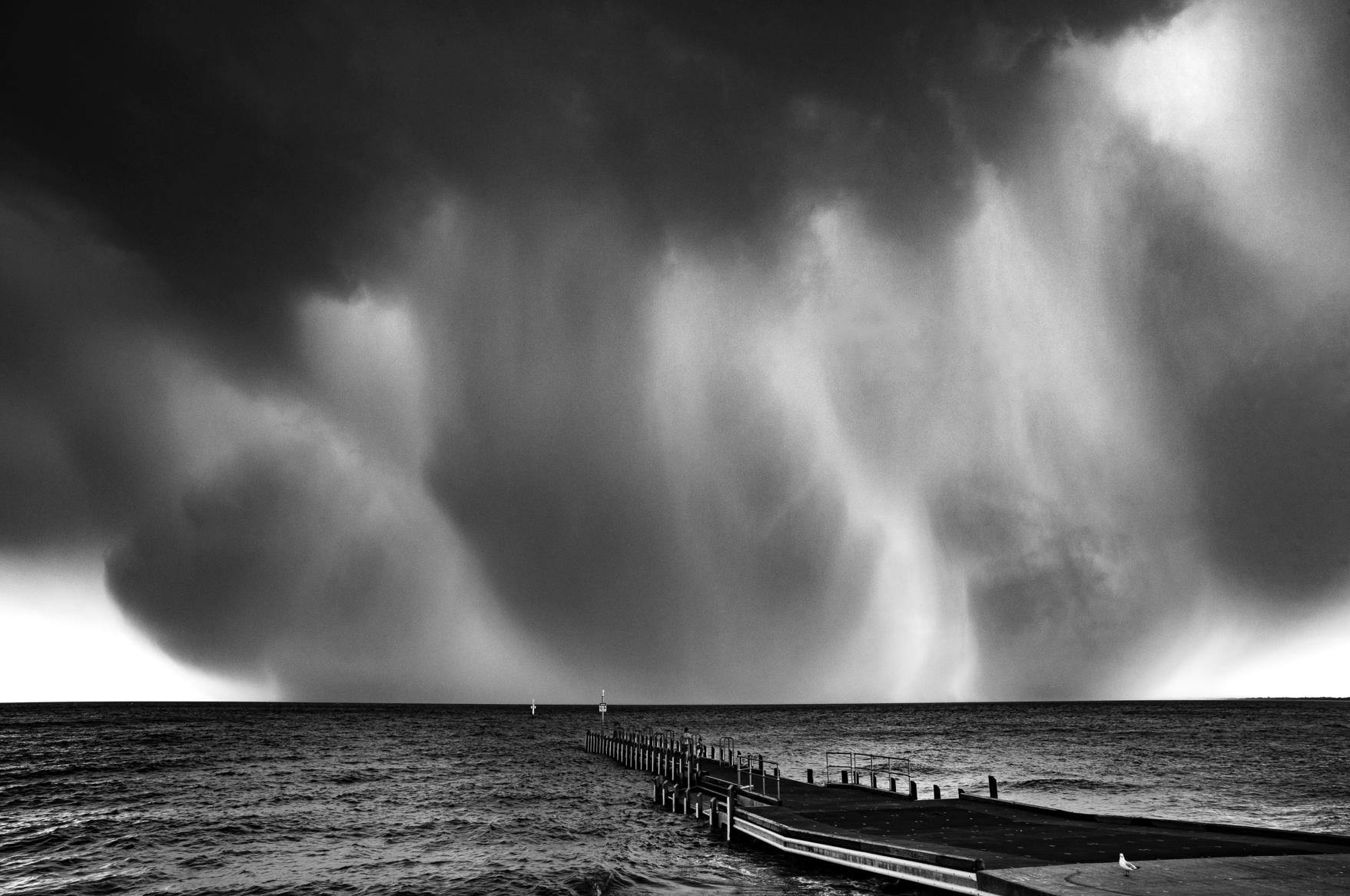Heavy stormy clouds falling in a dark sea, Stormy, Frankston - Mornington Peninsula VIC