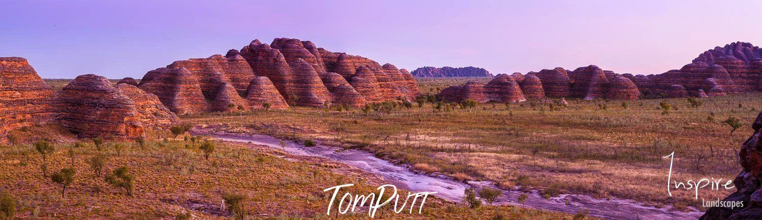 Mountain and rocks of reddish-orange shades, Sunset View - The Kimberley, WA