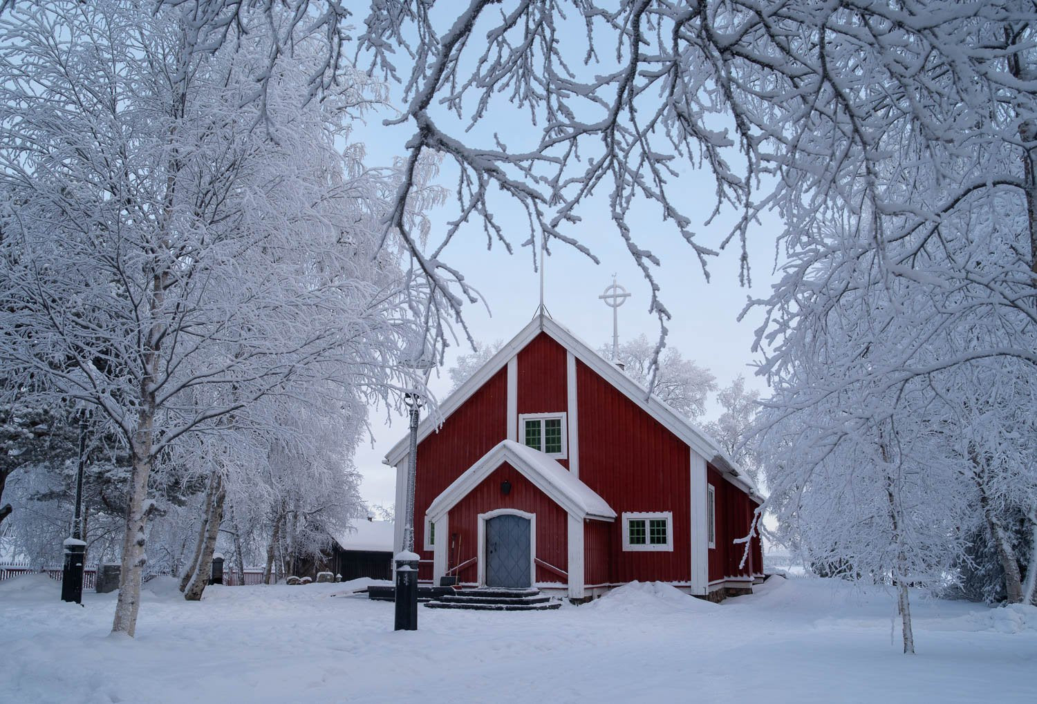 A beautiful red house in a snow-covered area, Sweden #23