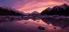 Pink scenery reflections in the lake, Tasman Glacier New Zealand