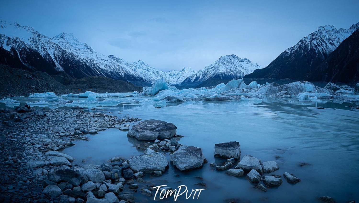 Tasman Lake Winter Dawn, South Island, New Zealand