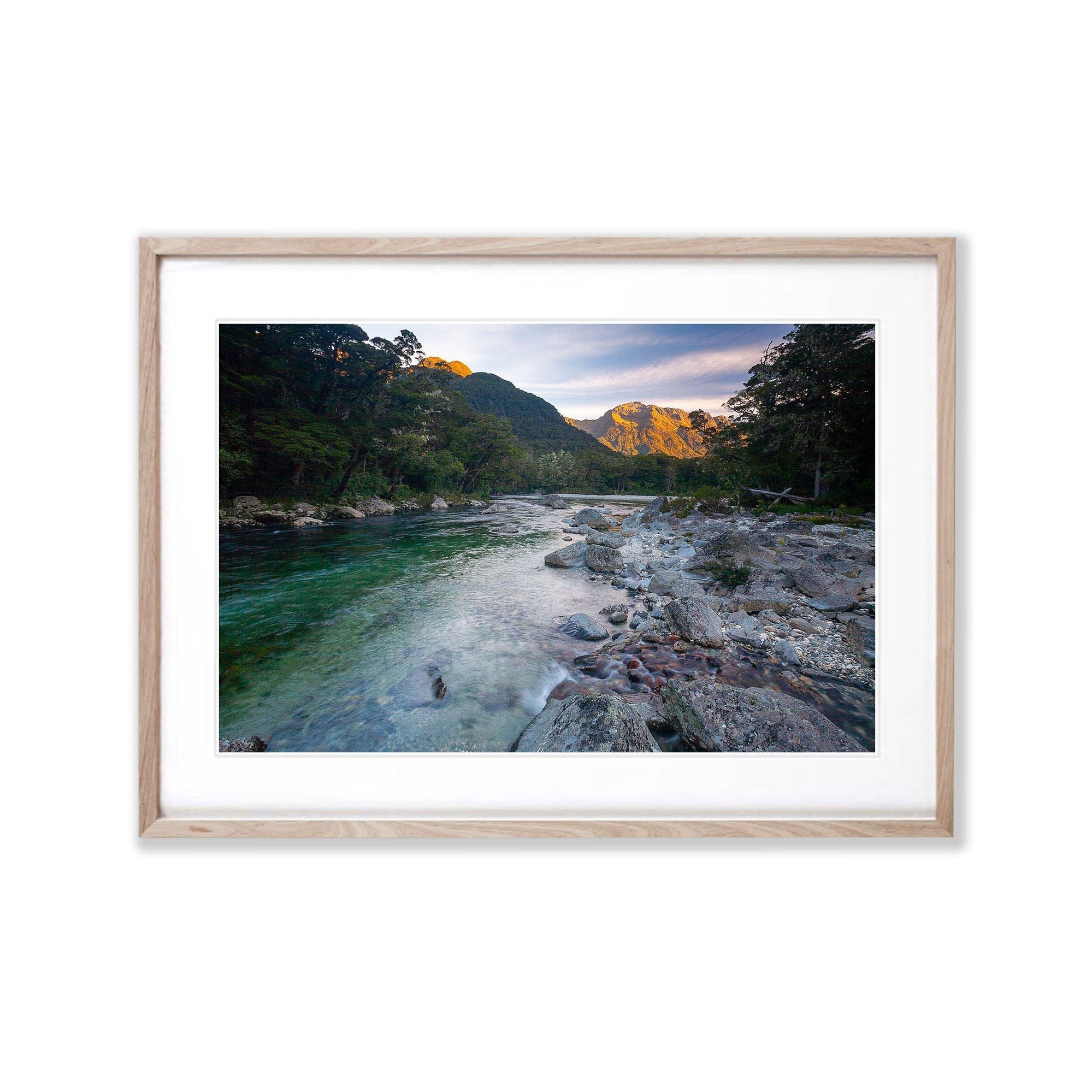 The Clinton River and Earl Mountains at sunset, Milford Track - New Zealand