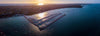 Aerial view of sunset at the sea corner with a big mountain island, The Peninsula - Mornington Peninsula VIC