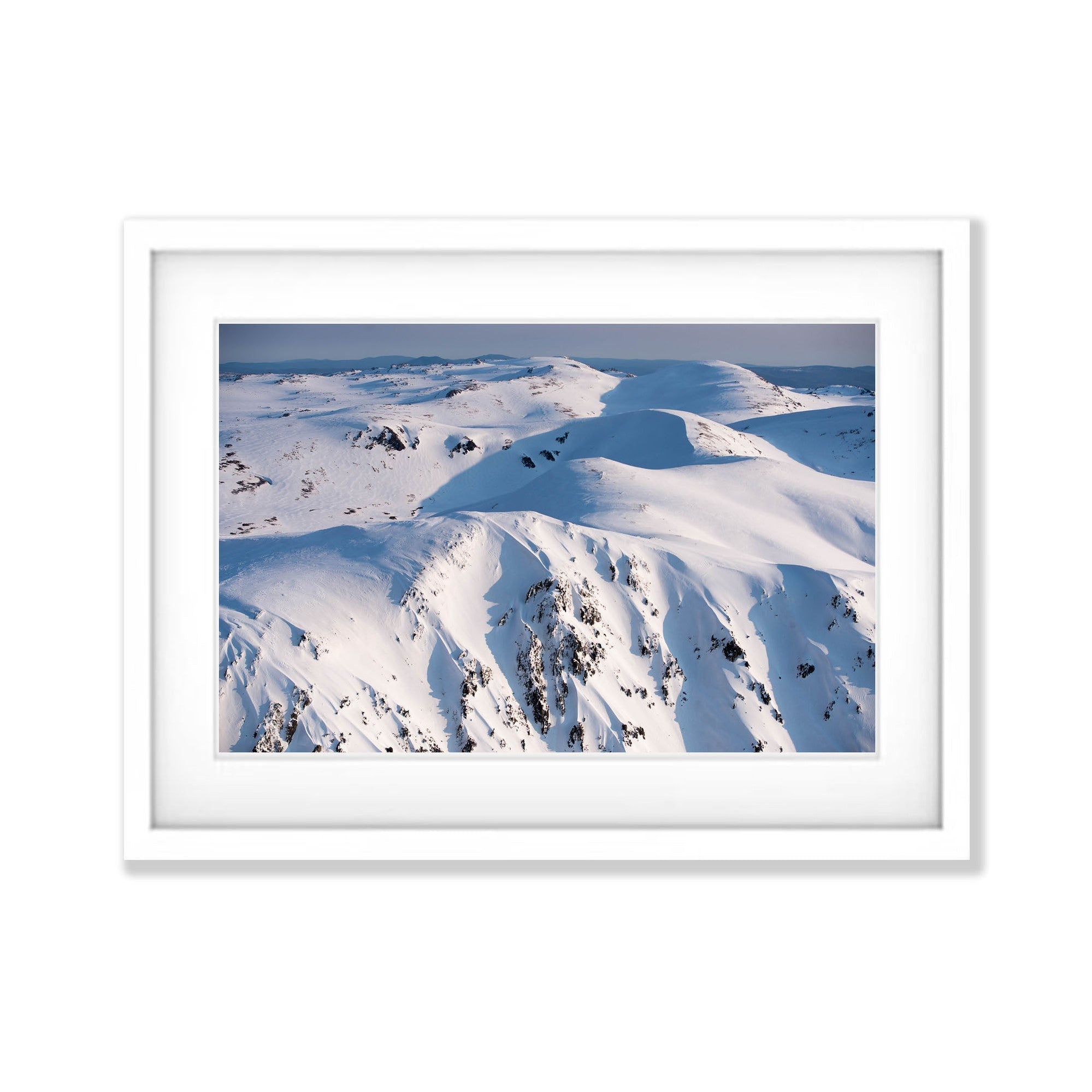 The Snowy Mountains from above in winter, New South Wales