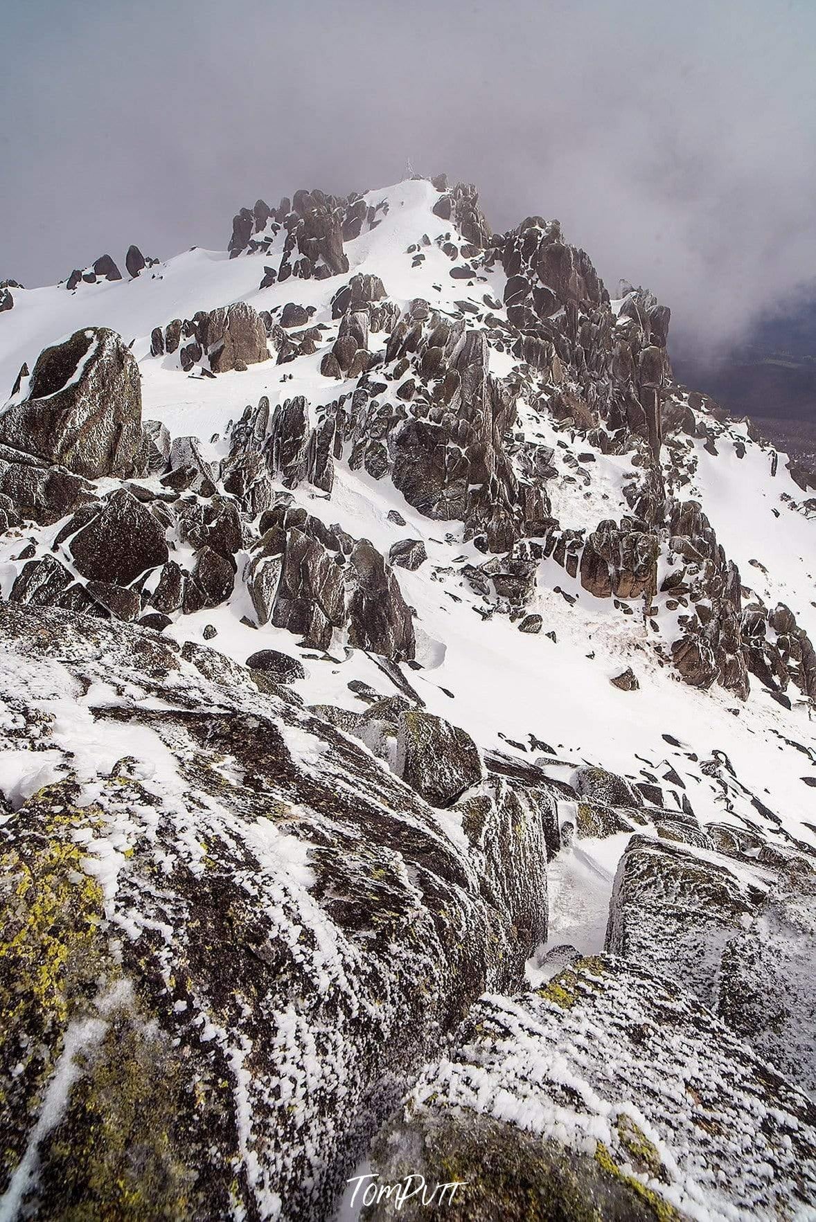 Giant snowy mountains with some exposed rocks, The Snowys - Snowy Mountains NSW