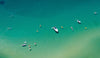 Aerial view of the green ocean with some boats floating over, Turquoise Shadows - Mornington Peninsula VIC Printed