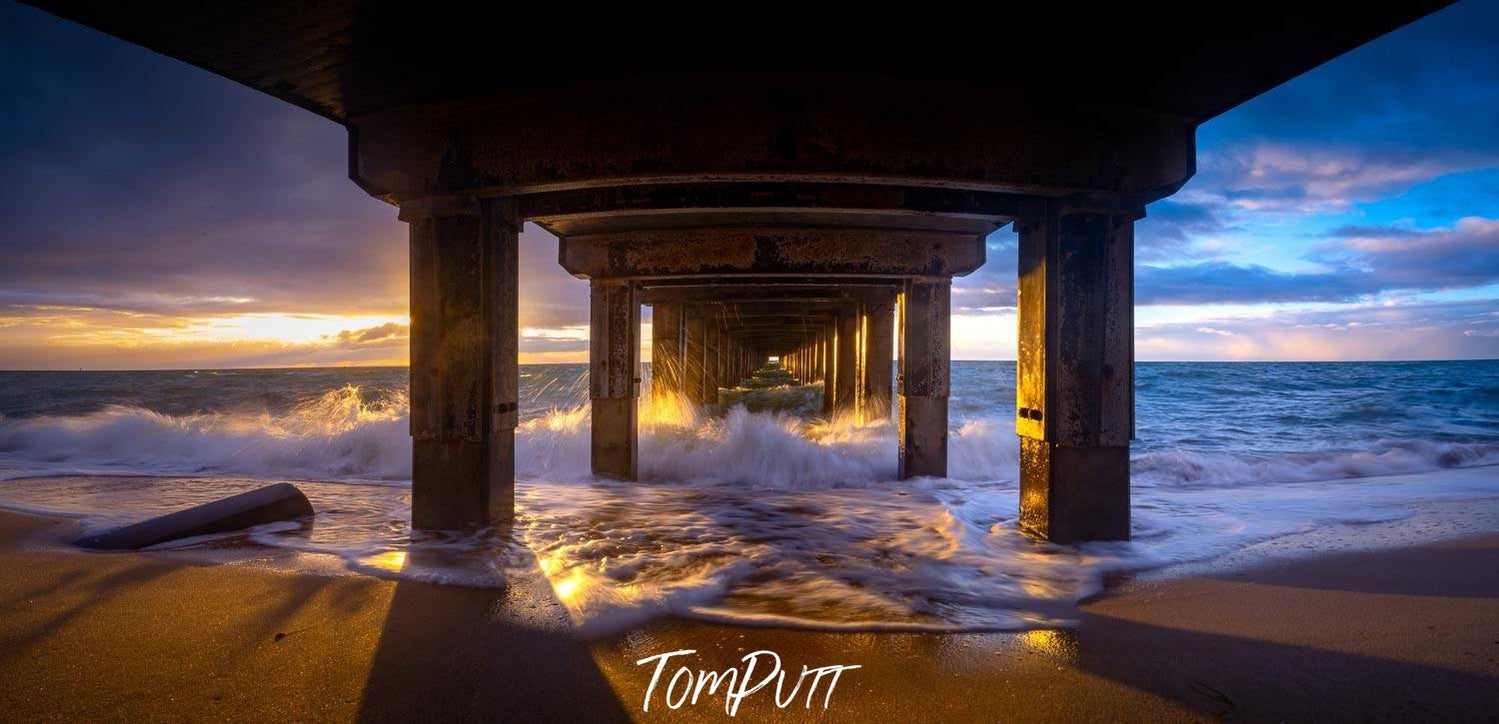 Under a huge bridge over the lake, UNDERNEATH - Dromana Pier - Mornington Peninsula VIC