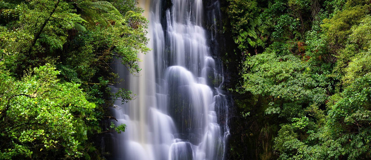 Upper McLean Falls panorama, The Caitlins, New Zealand