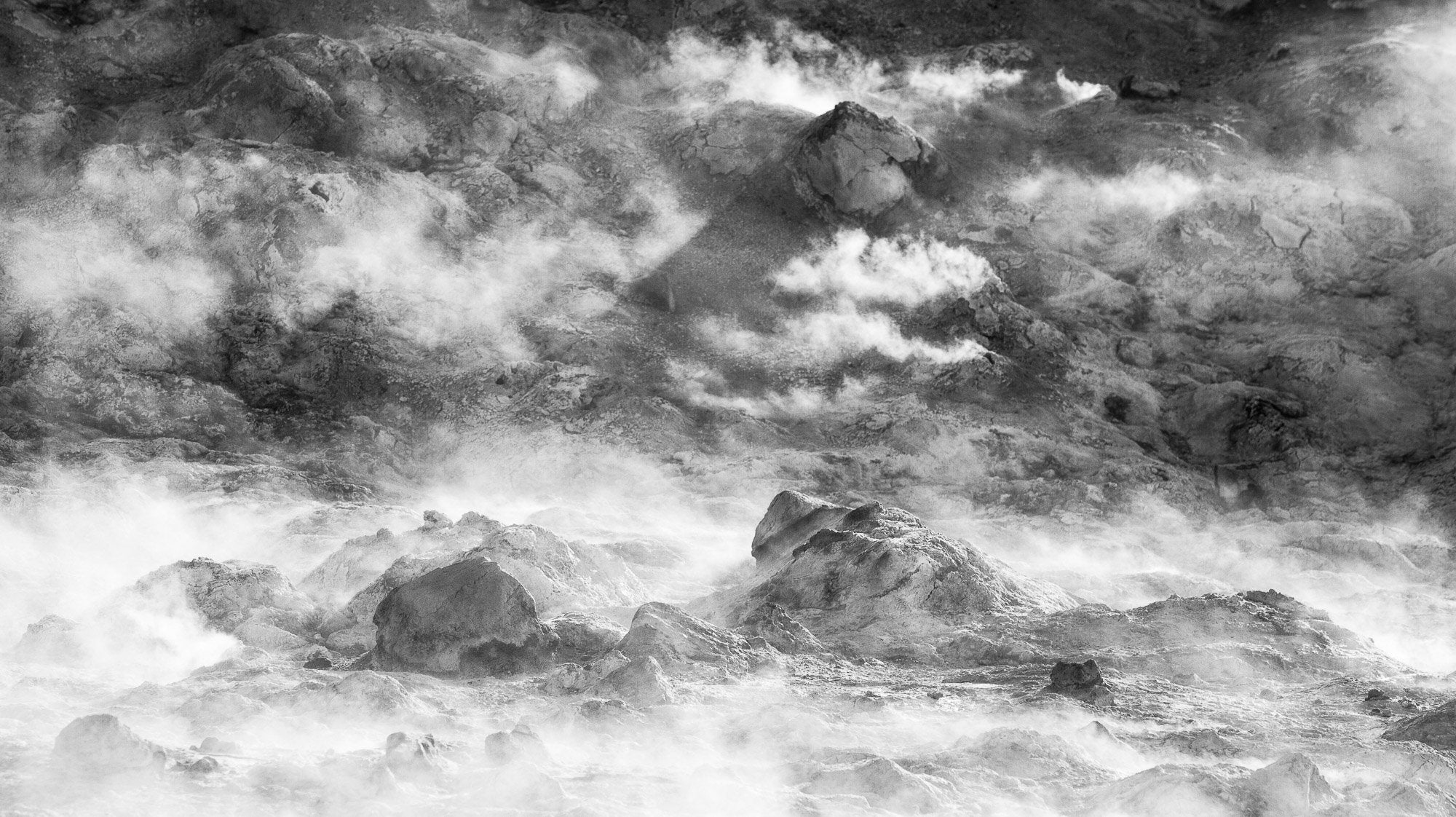 An artwork of dense clouds getting through the high mountains, Iceland Unique Artwork