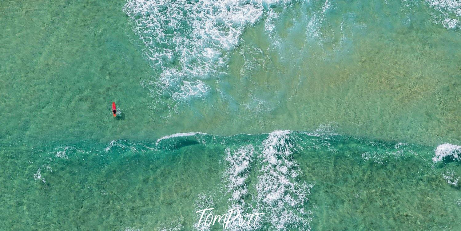 Aerial of a green sea, Waiting - Mornington Peninsula VIC