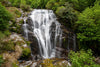 Nested waterfalls from high green mounds, Waterfall, Milford Track - New Zealand
