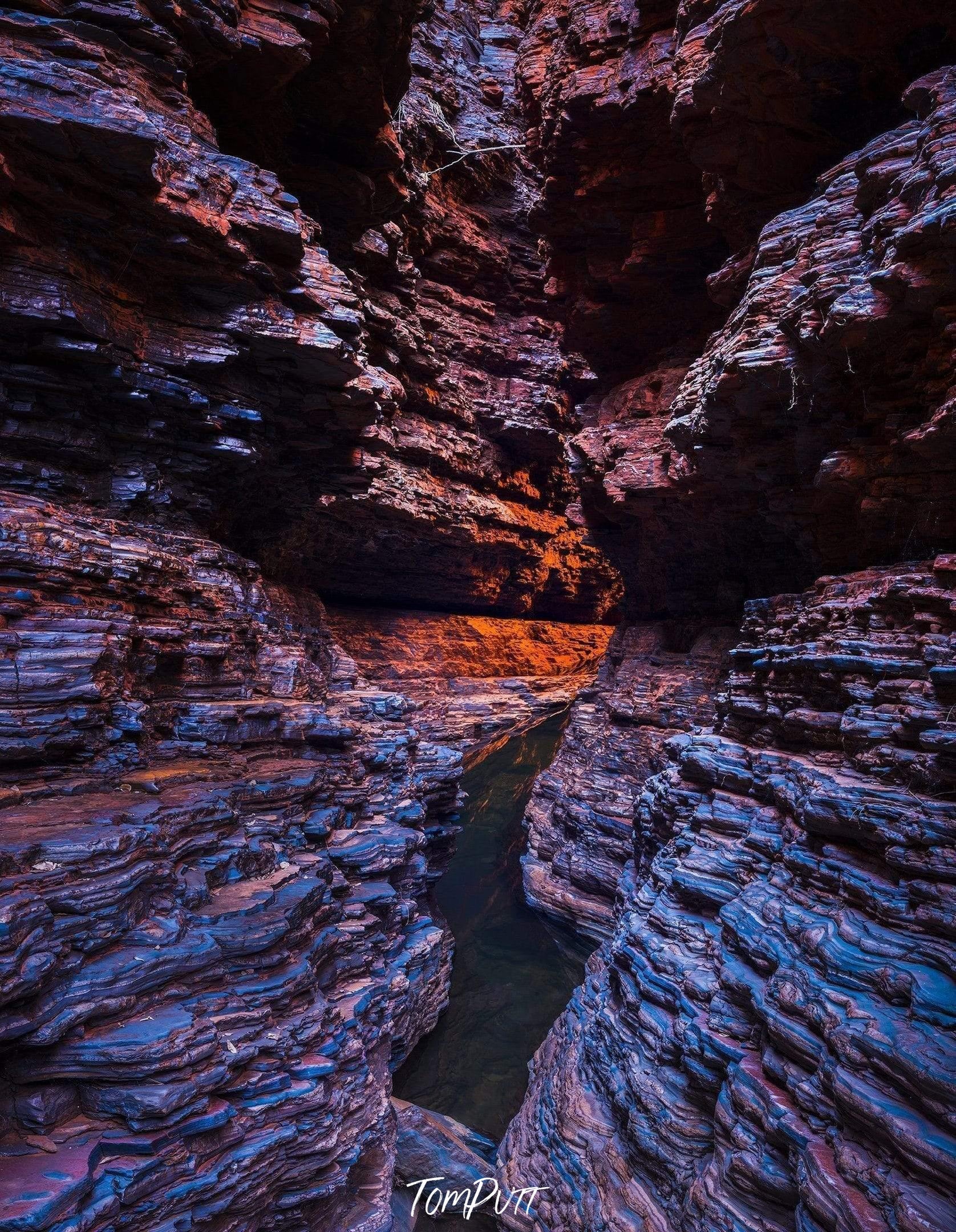 Dark walls of a long stony mountain, Weano Pool - Karijini, The Pilbara