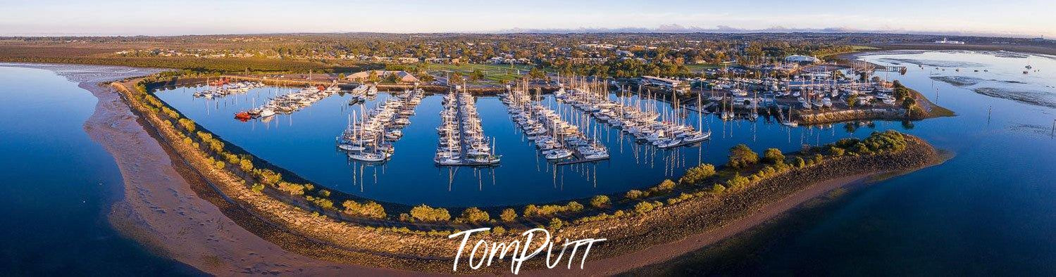 A long-shot view of a beautiful port with a lot of boats, Western Port Marina - Mornington Peninsula VIC