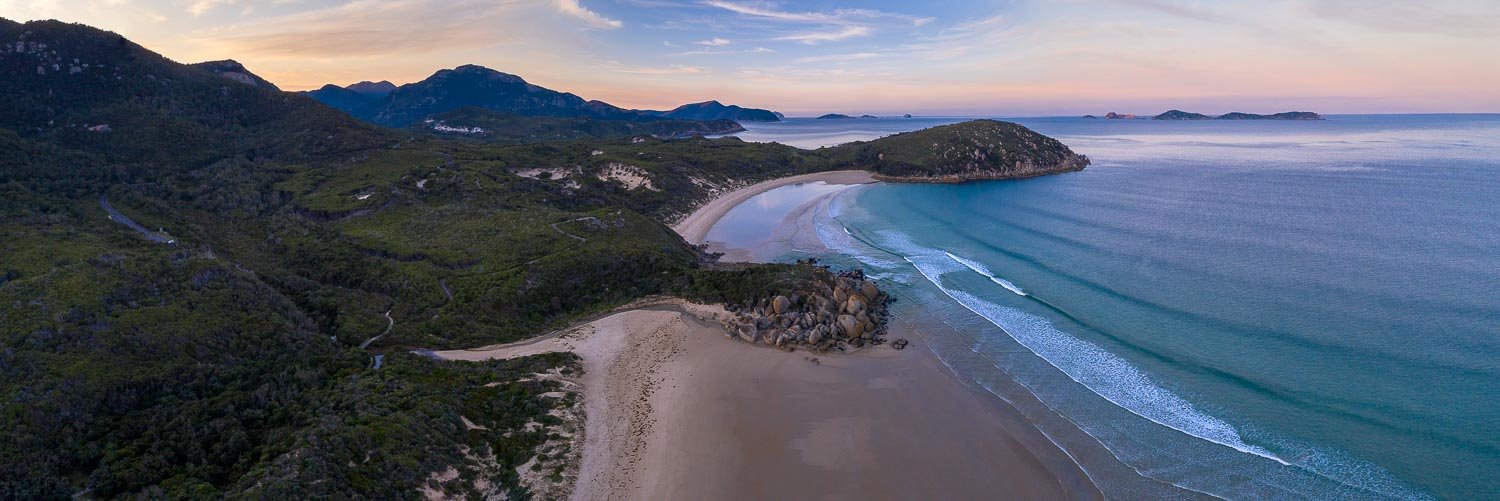 A wide range of greenery-covered mountain walls with a beach, Wilson's Promontory #35