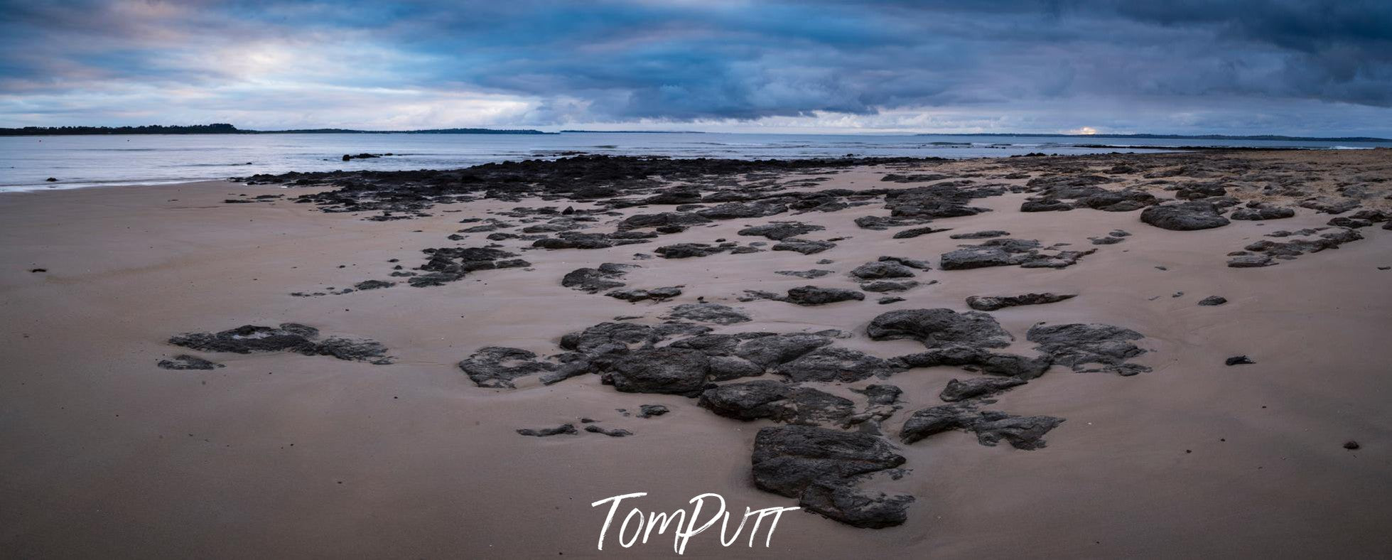 A seashore with a unique pattern of grass and bushes over, Winter's Morning, Mornington Peninsula, VIC